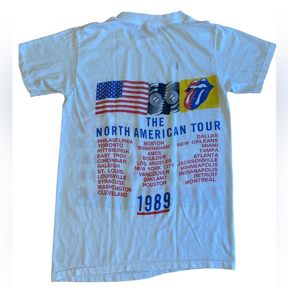 Vintage 1980’s Rolling Stones Concert Tee Steel Wheels Tour White T-Shirt - Picture 3 of 10